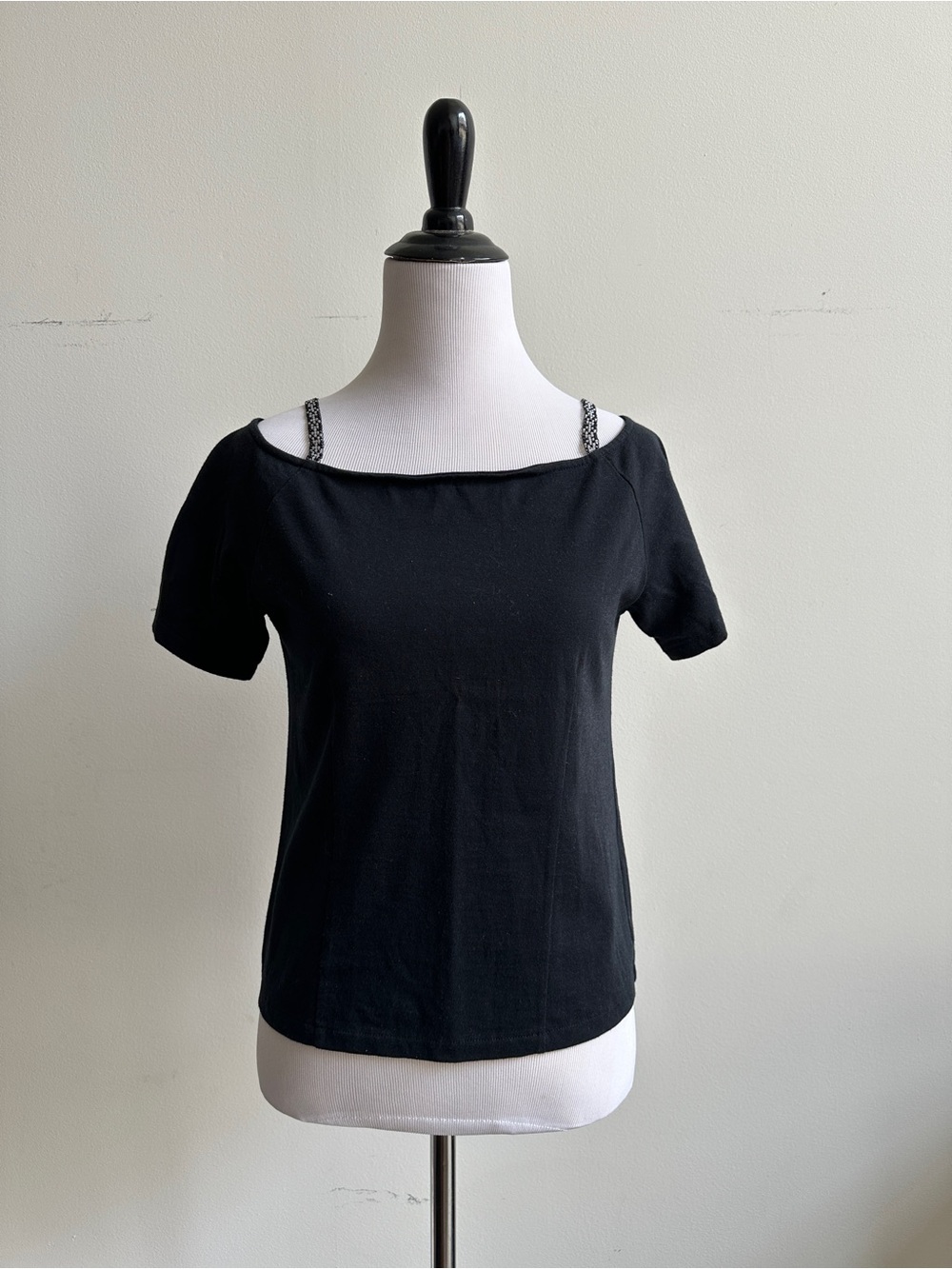 Karl Lagerfeld Black Off-Shoulder Short Sleeve Top